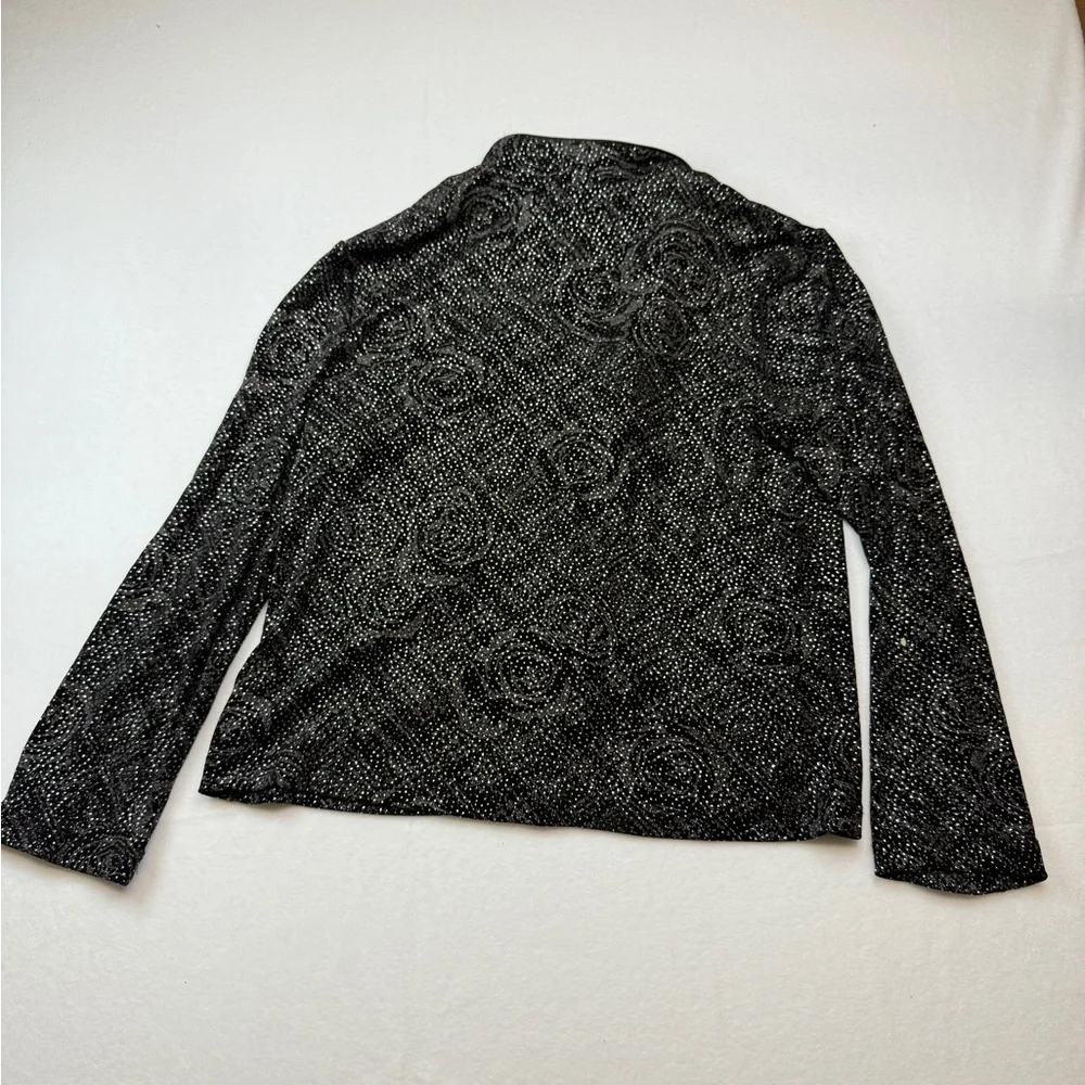 R&M Richards Black Blazer with Textured Floral Design